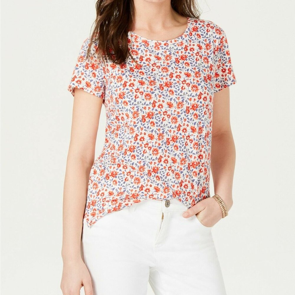 Lucky Brand Floral-Print Short-Sleeve T-Shirt